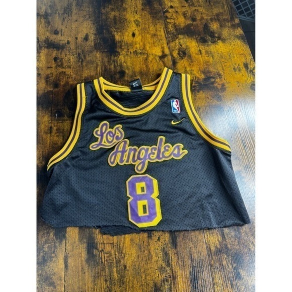 Nike Kobe Bryant Lakers Jersey #8 Black Cropped Mesh Tank Women Large